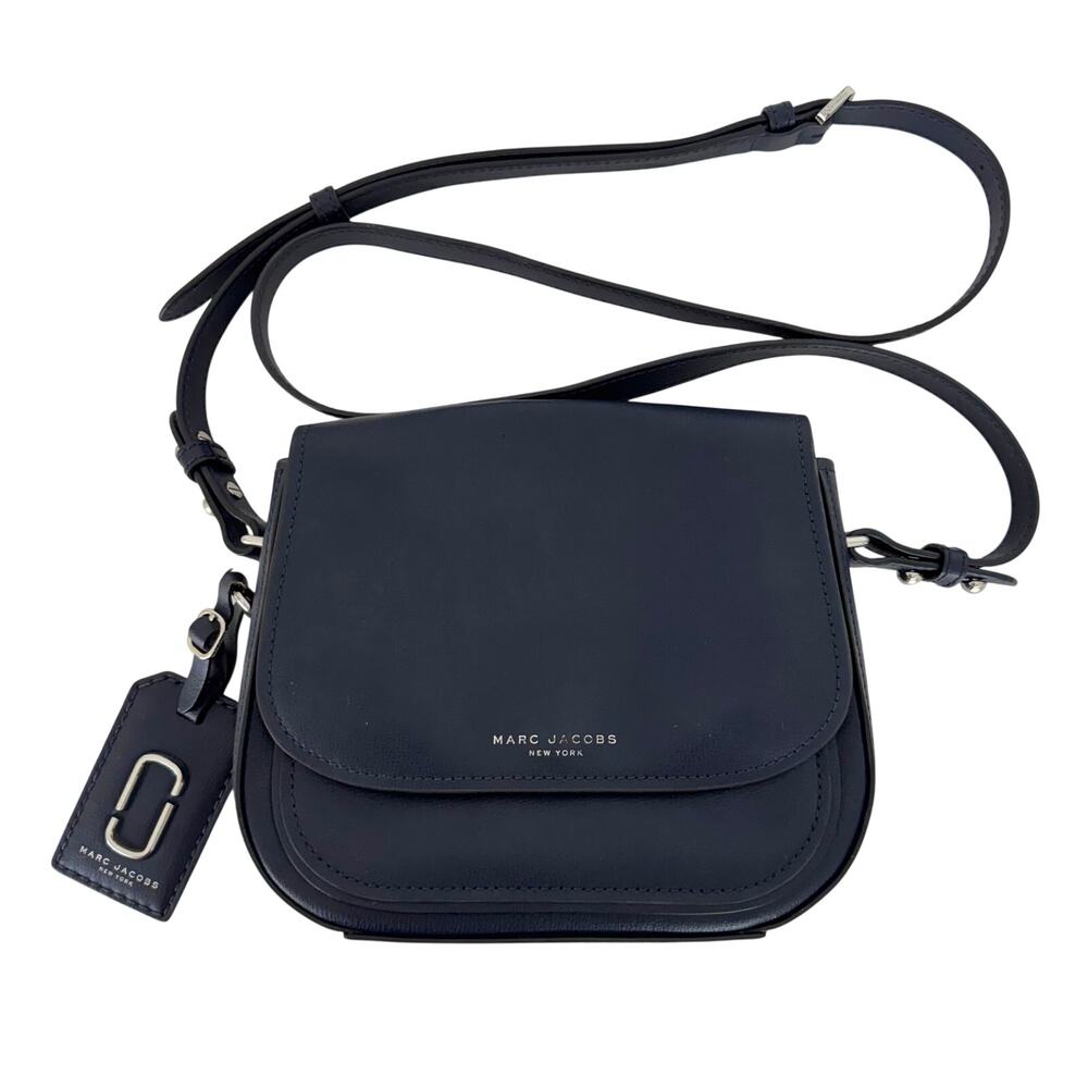 Marc Jacobs Leather Mini Rider Crossbody Bag Navy Blue